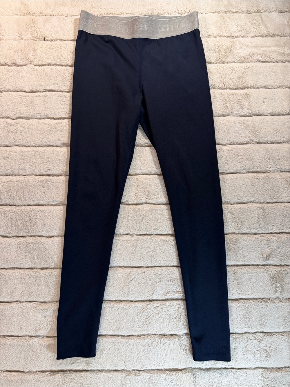 Splits 59  Premium Athletic Leggings in Black with gray waistband, Small